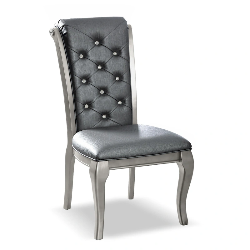 Tily Glam Gold Faux Leather Tufted 9-Piece Dining Table with Leaf Set by Furniture of America