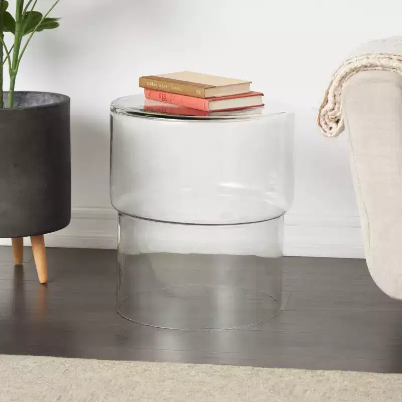 Olivia & May Glass Modern Accent Table