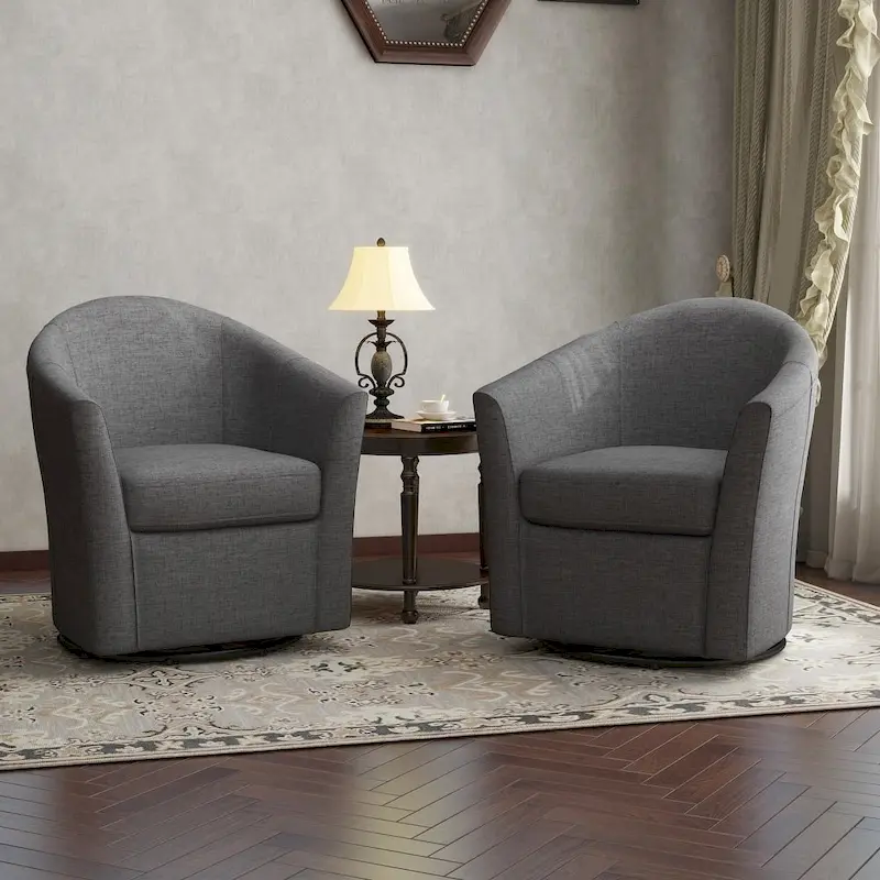 Swivel Accent Chair with Metal Base - 30.7W x 29.9H x 27.5D