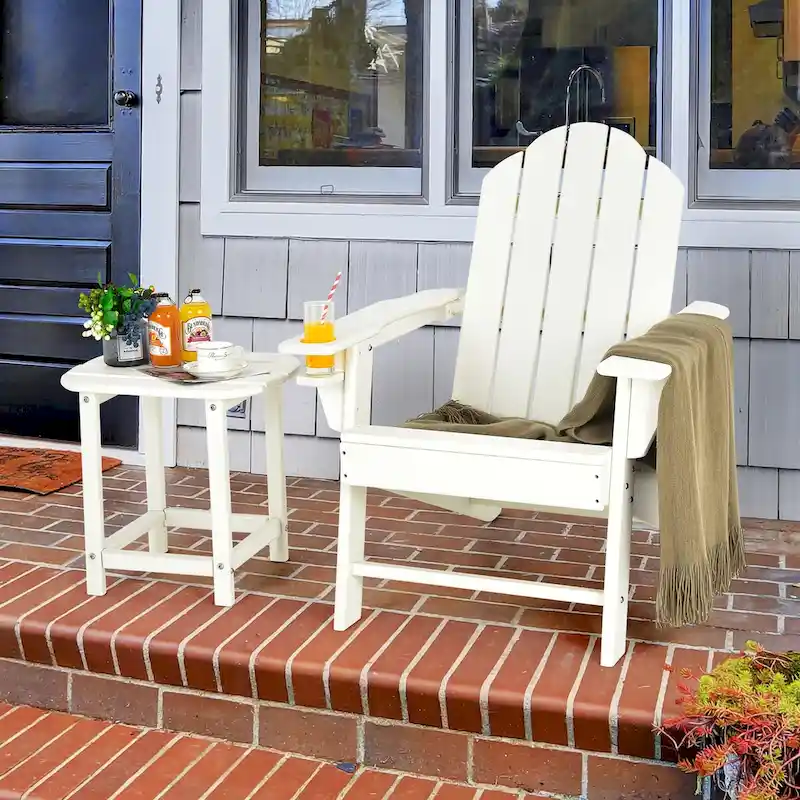 Costway 2PCS Patio Adirondack Chair Side Table Set Weather Resistant