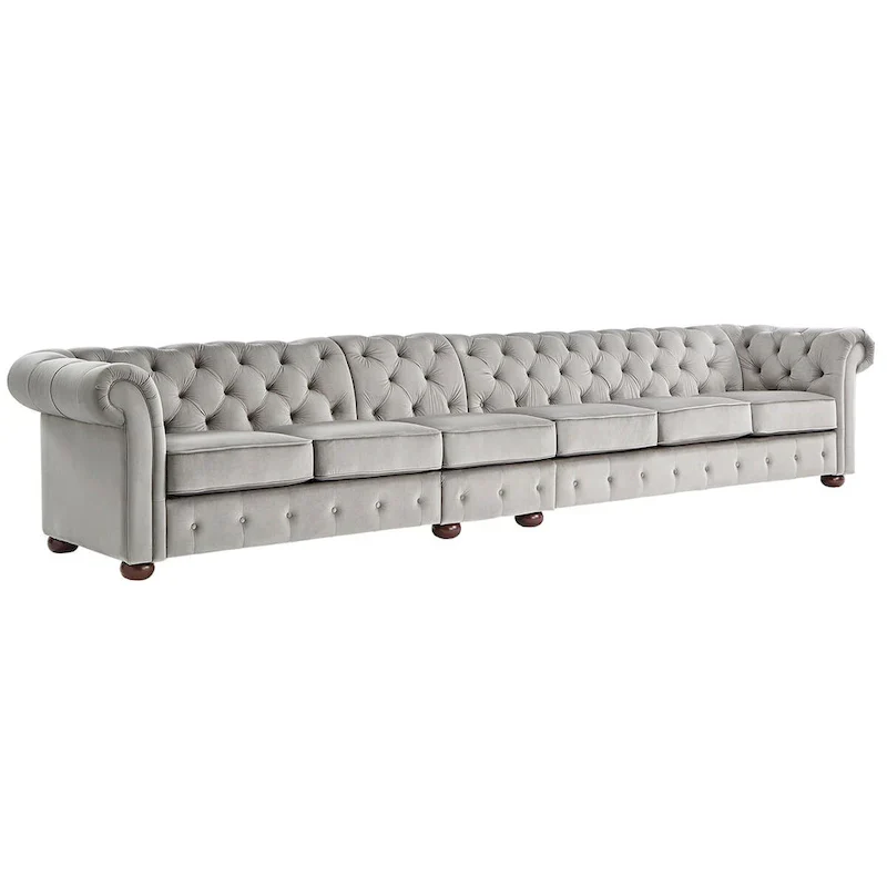 Knightsbridge Light-grey Extra Long Chesterfield Sofa by iNSPIRE Q Artisan