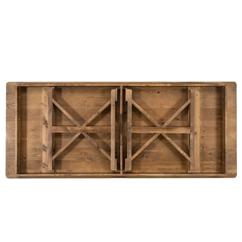 7' x 40 Rectangular Antique Rustic Solid Pine Folding Dining Table