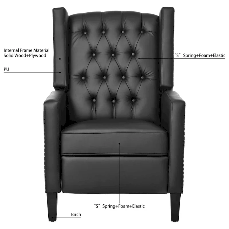 Wide Manual Wing Chair Recliner - 34.45 x 27.16 x 40.55