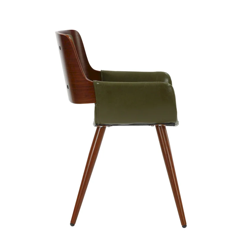 Faux Leather Mid-Century Dining Chair with Metal Legs