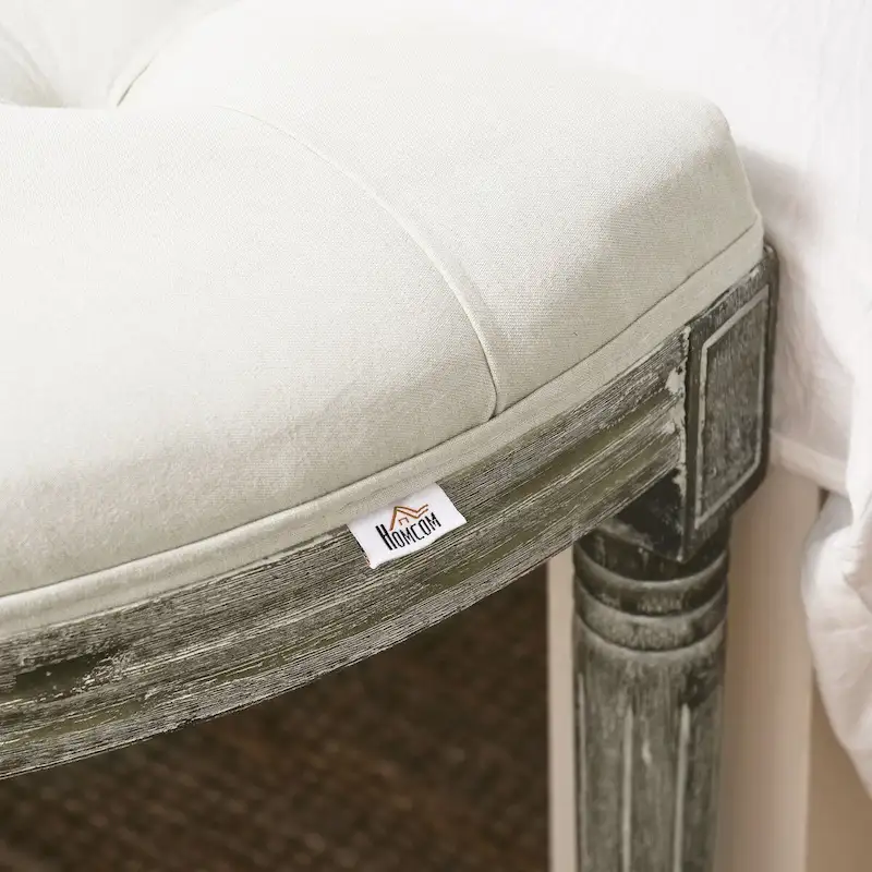 Semi-Circle End of Bed Bench with Tufted Design