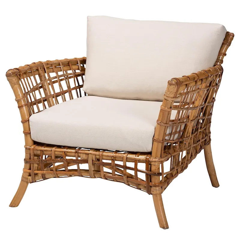 bali & pari Babette Modern Bohemian Natural Brown Rattan Arm Chair