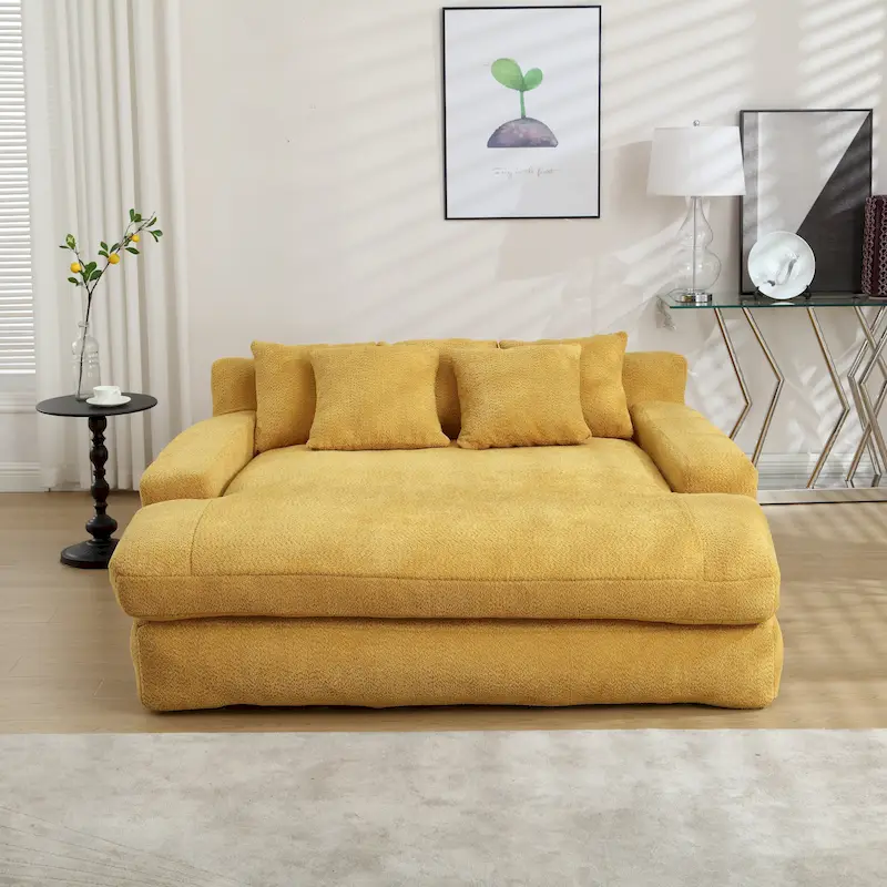 Chenille 2 seater lazy sofa With 5 back pillows