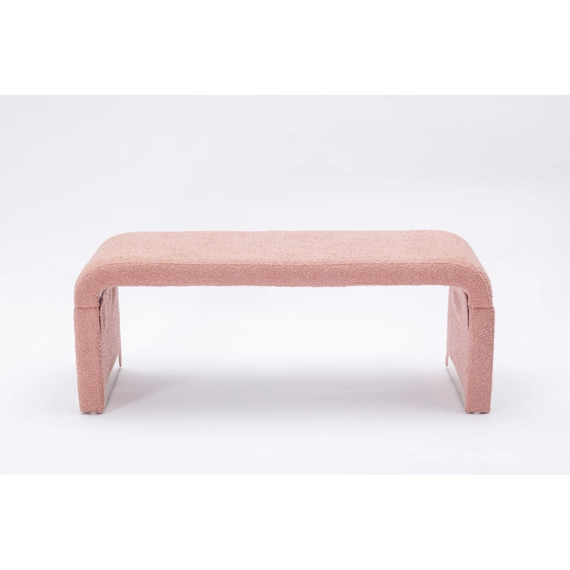 Modern New Boucle Fabric Loveseat Ottoman Footstool Bedroom Bench Shoe Bench With Gold Metal Legs