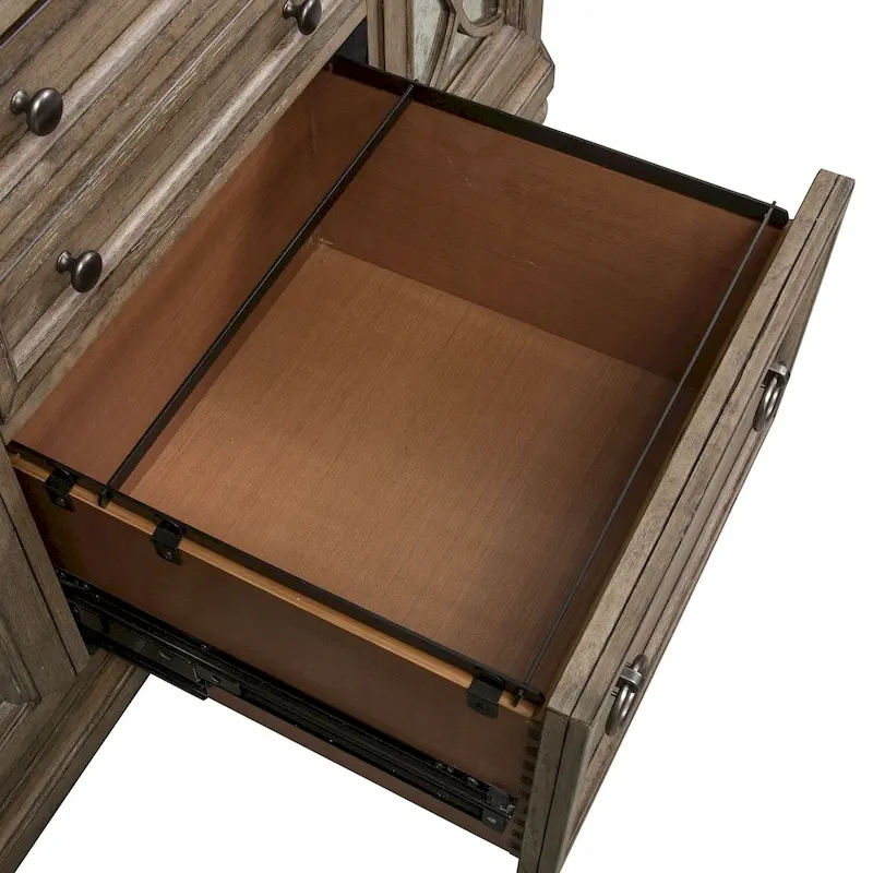 Simply Elegant White, Brown, & Heathered Taupe Credenza