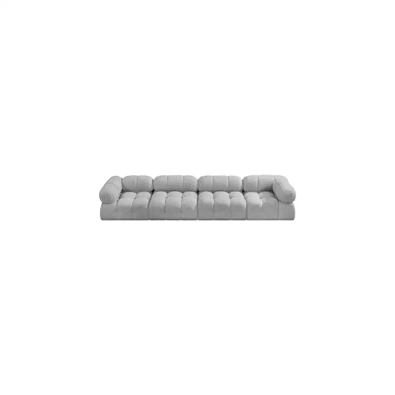 Gray Boucle Upholstered Modular Sofa, Seats 1