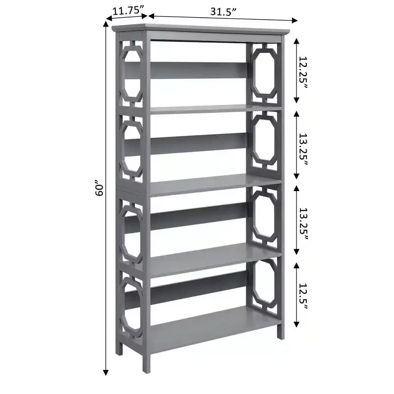 60 Omega 5 Tier Bookcase - Breighton Home
