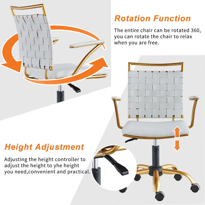 CAROCC Home Office Desk Chair Gold with Throw Pillow