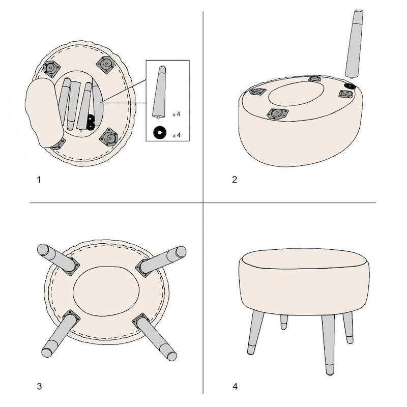 Serenta Heavy FauxFur Oval Ottoman