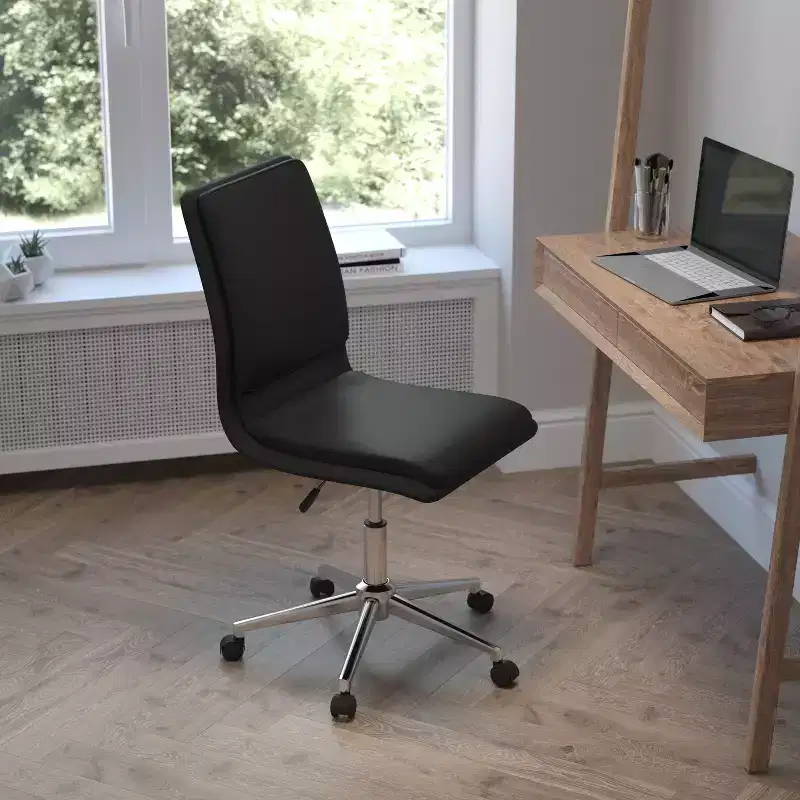 Emma and Oliver Modern Faux Leather Upholstered Mid-Back Home Office Chair with 5 Star Base and Pneumatic Seat Height Adjustment