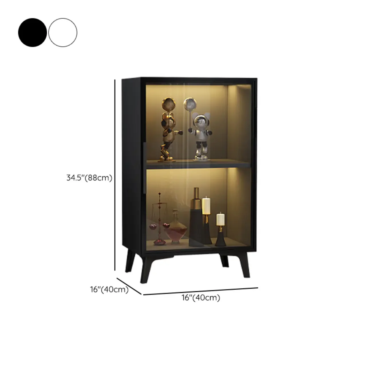 Compact Freestanding Enclosed Wooden Glass Curio Cabinet