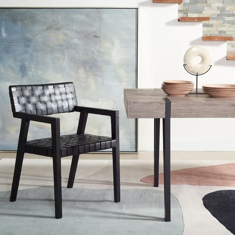 SAFAVIEH Gerda Woven Leather Dining Room Chair - 22.1 W x 20.9 L x 31.9 H - 22Wx21Dx32H