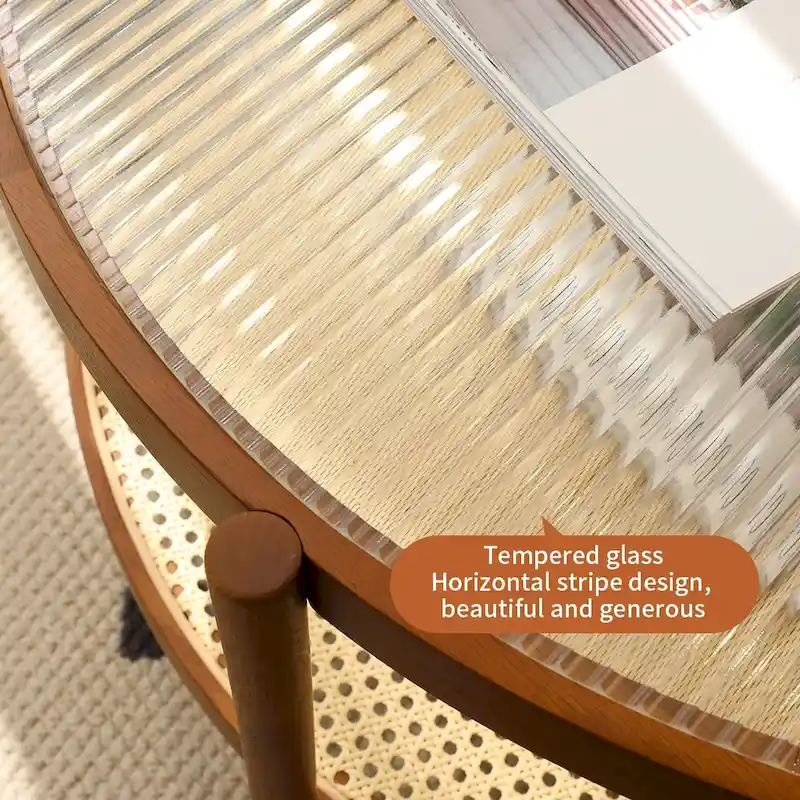 Modern Farmhouse Coffee Table Set Nesting Round Wooden Table Side Table Set