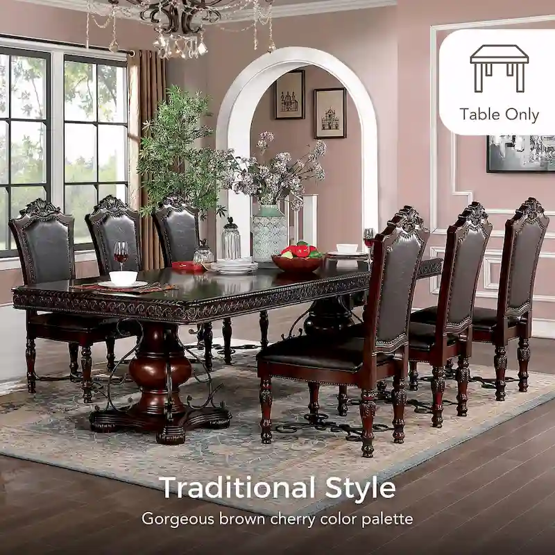 Baburam Traditional Cherry 7-piece Expandable Dining Set by Furniture of America