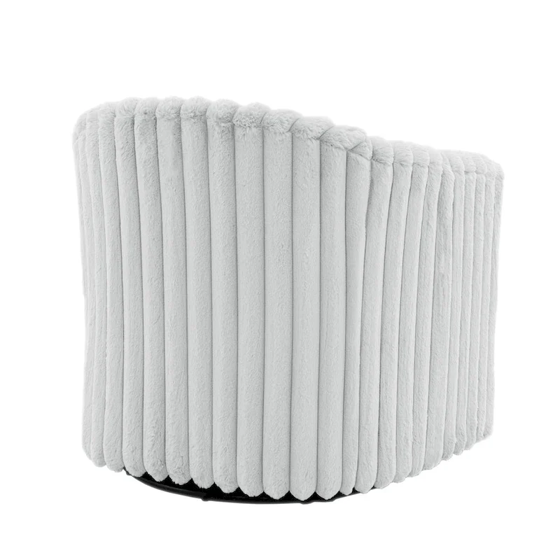 Faux Rabbit Fur Accent Chair 360-degree Swivel Barrel Chairs Set of 2