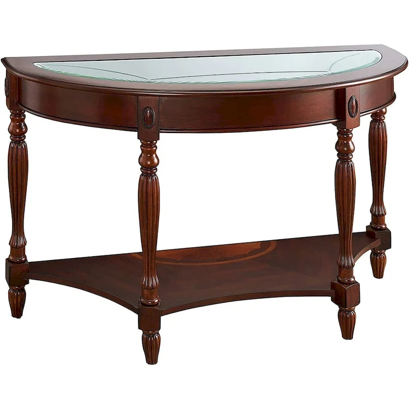 Solid Wood End Tables Coffee Tables Console Table with Glass Top