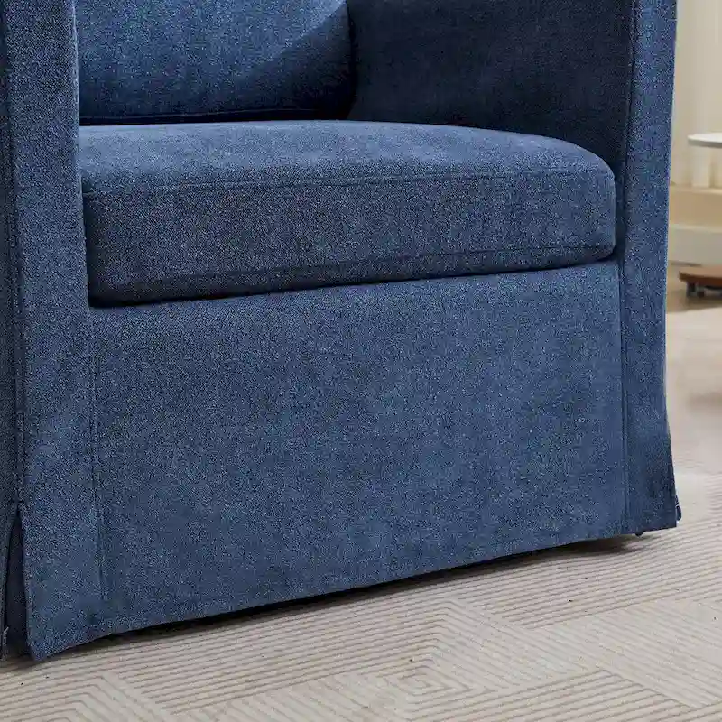 Modern 29.92  Chenille 360 Swivel Accent Chair with Solid Wood Frame and Removable Back Cushion
