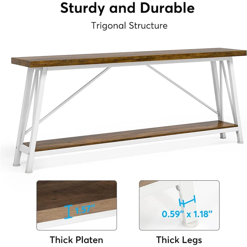 70.9 Inch Extra Long Sofa Table, Industrial Entry Console Table