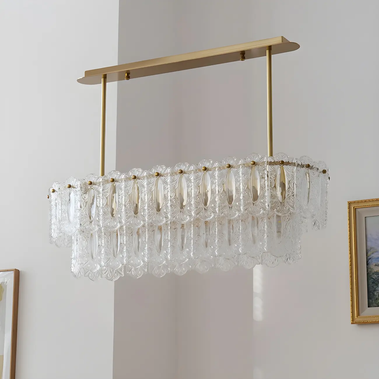 Modern Brass Glass Island Pendant Light Fixture