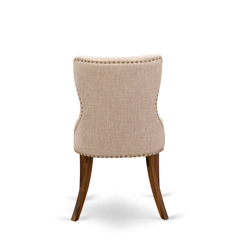 East West Furniture Dining Table Set- a Rectangle Dinner Table and Light Tan Linen Fabric Chairs, (Pieces Option)