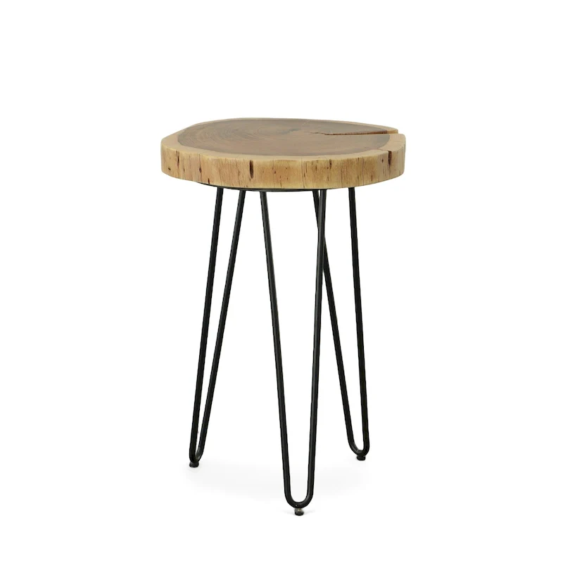 Carolina Living Seti Live Edge Accent Table - Natural Top - Black Base