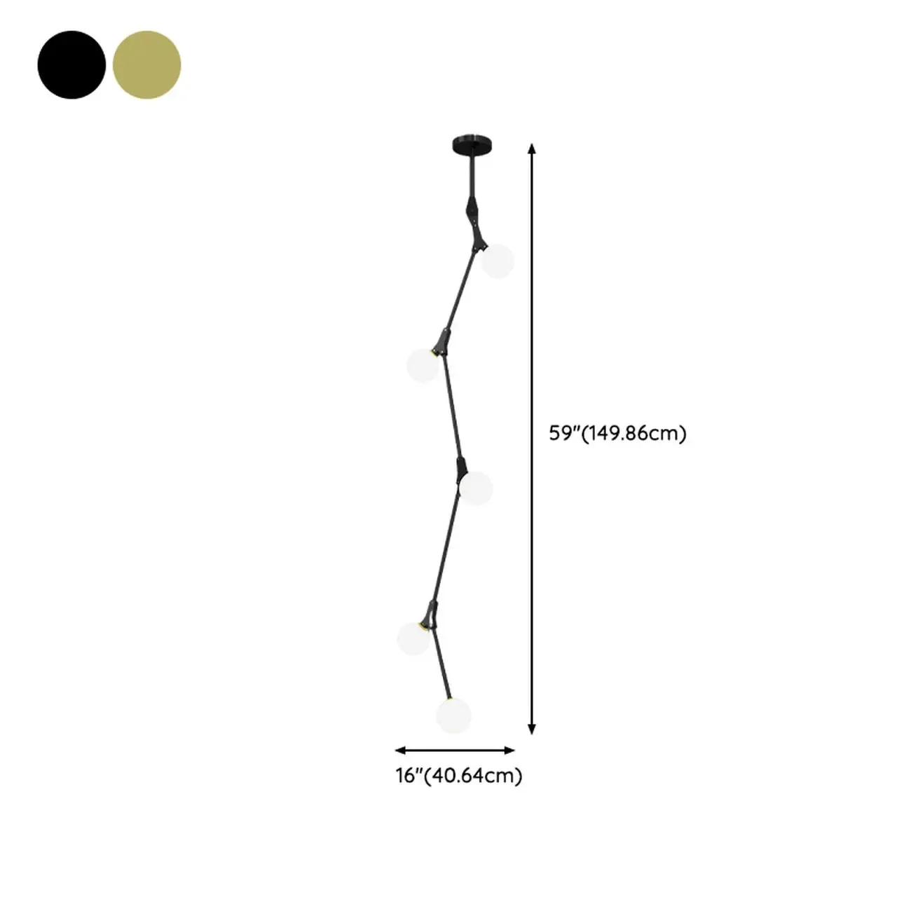 Modern Gold Branch Globe Glass Downrod Stairwell Chandelier