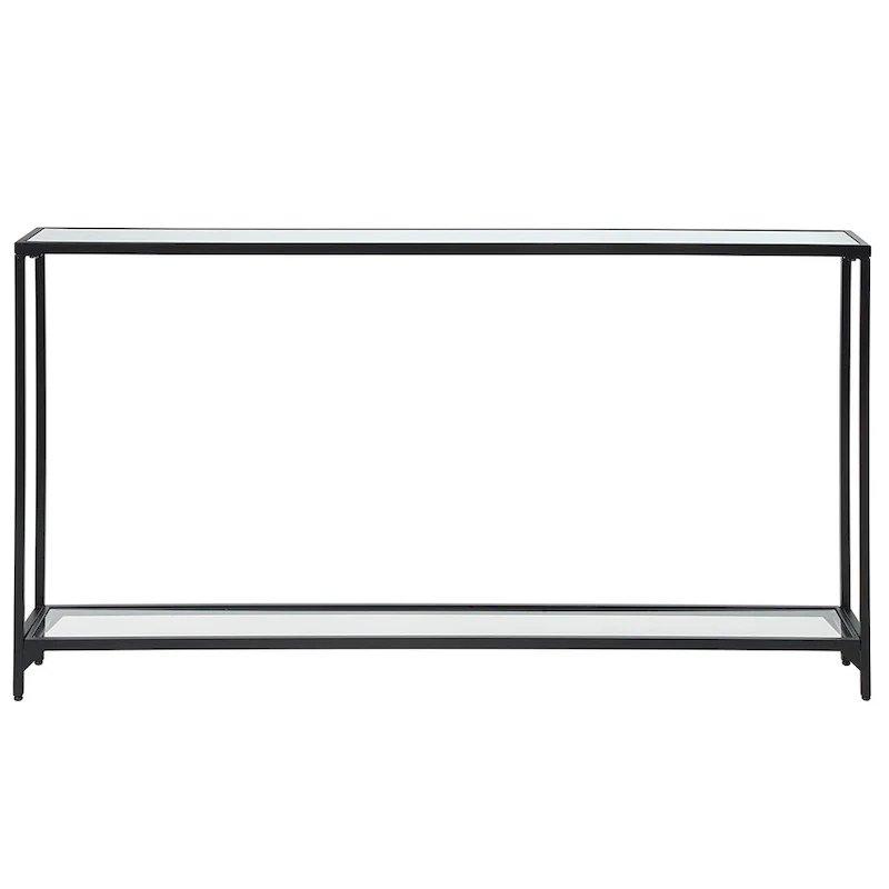 Copper Grove Metal and Tempered Glass Narrow Console Table