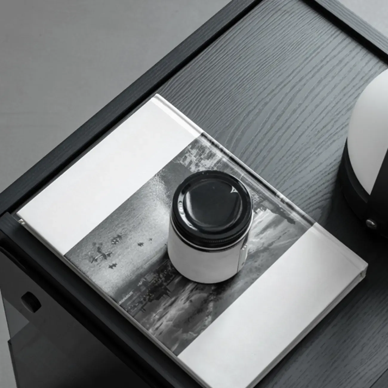 Modern Pine Wood 2 Drawer Nightstand with Lighting