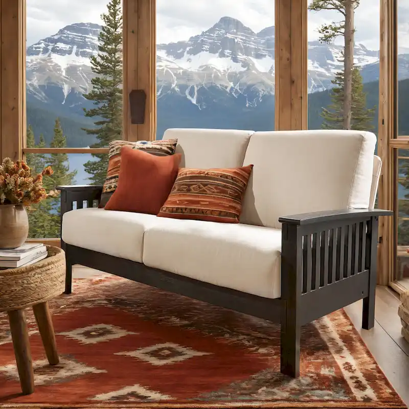 Sigulda Mission-Style Wood Loveseat