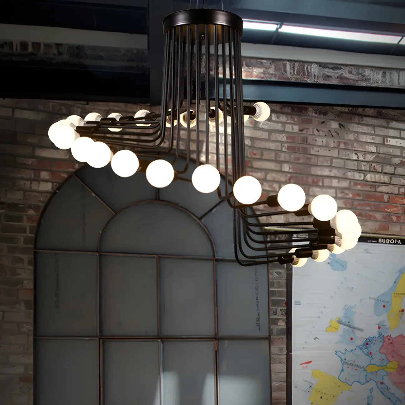 Black Modern Glass Linear Chandelier Light