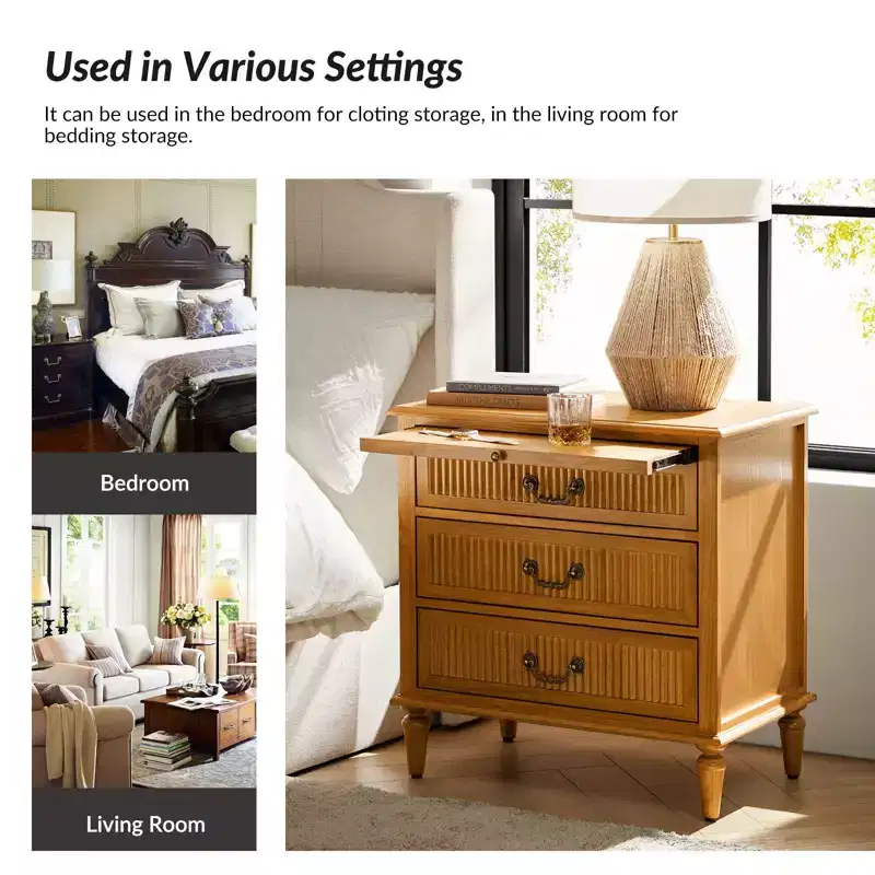 Herlinda 3-Drawer end table with Built-In Outlet Set of 2|ARTFUL LIVING DESIGNS