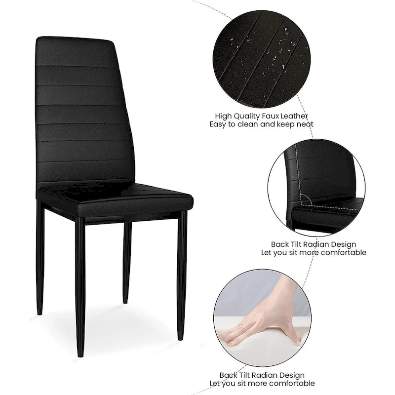 Modern 5-Piece Kitchen Dining Set, Counter Height Dinette Set with Marble Look Top and 4 Upholstered PU Leather Chairs