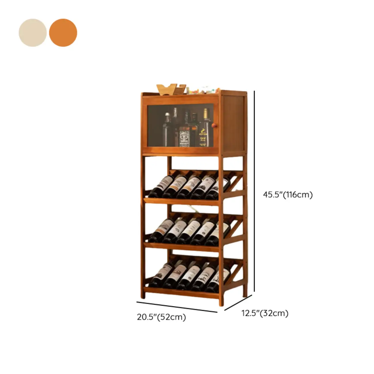 Rustic Freestanding Natural Wooden Wine Rack Cabinet