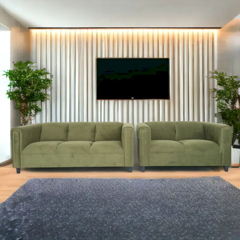 Coast to Coast Sofas Mid Century Modern Loveseat and Sofa Set Solid Wood Frame Upholstered