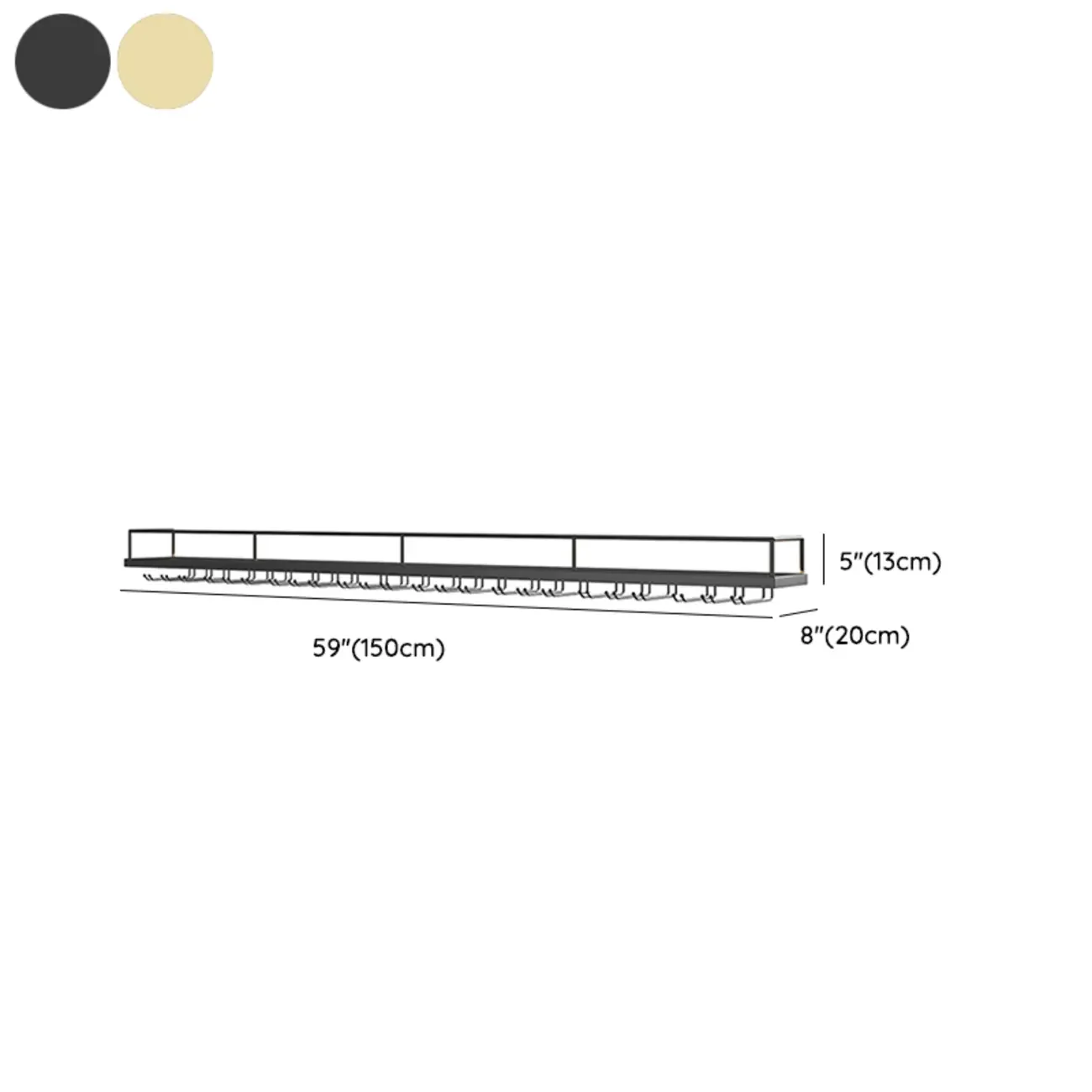 Wall-Mounted LED light Metal Open Wine Rack with Hook and Shelf