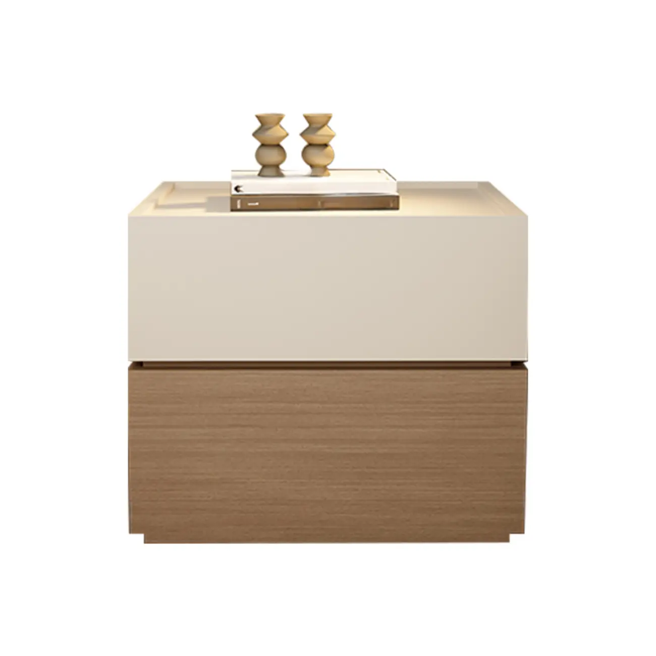 Modern Wood Two-Tone Elegant Nightstand with Drawer