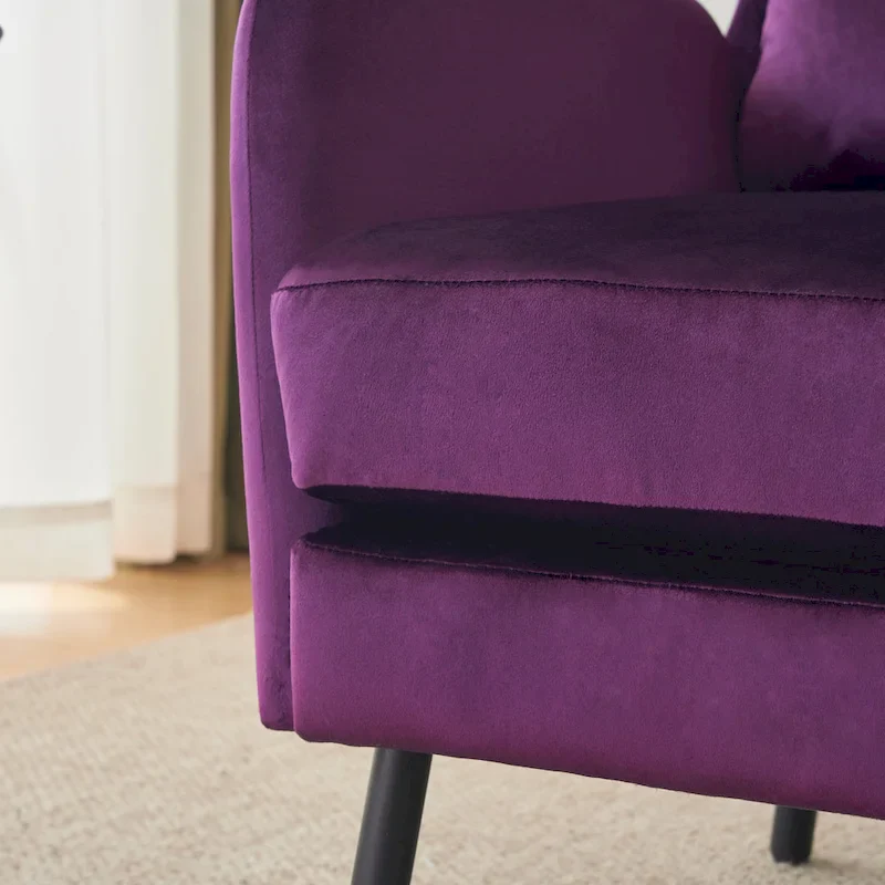 Velvet Wingback Accent Chair with Metal Legs - Single Seat (32