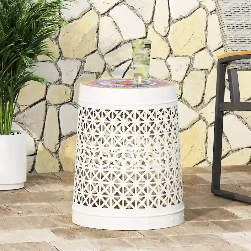 Lace Cut Metal Side Table
