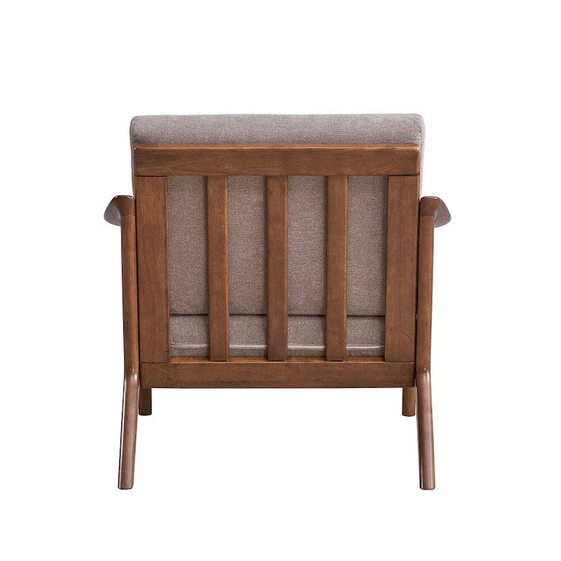 Wooden Accent Chair with Removable Cushion in Light Brown and Brown
