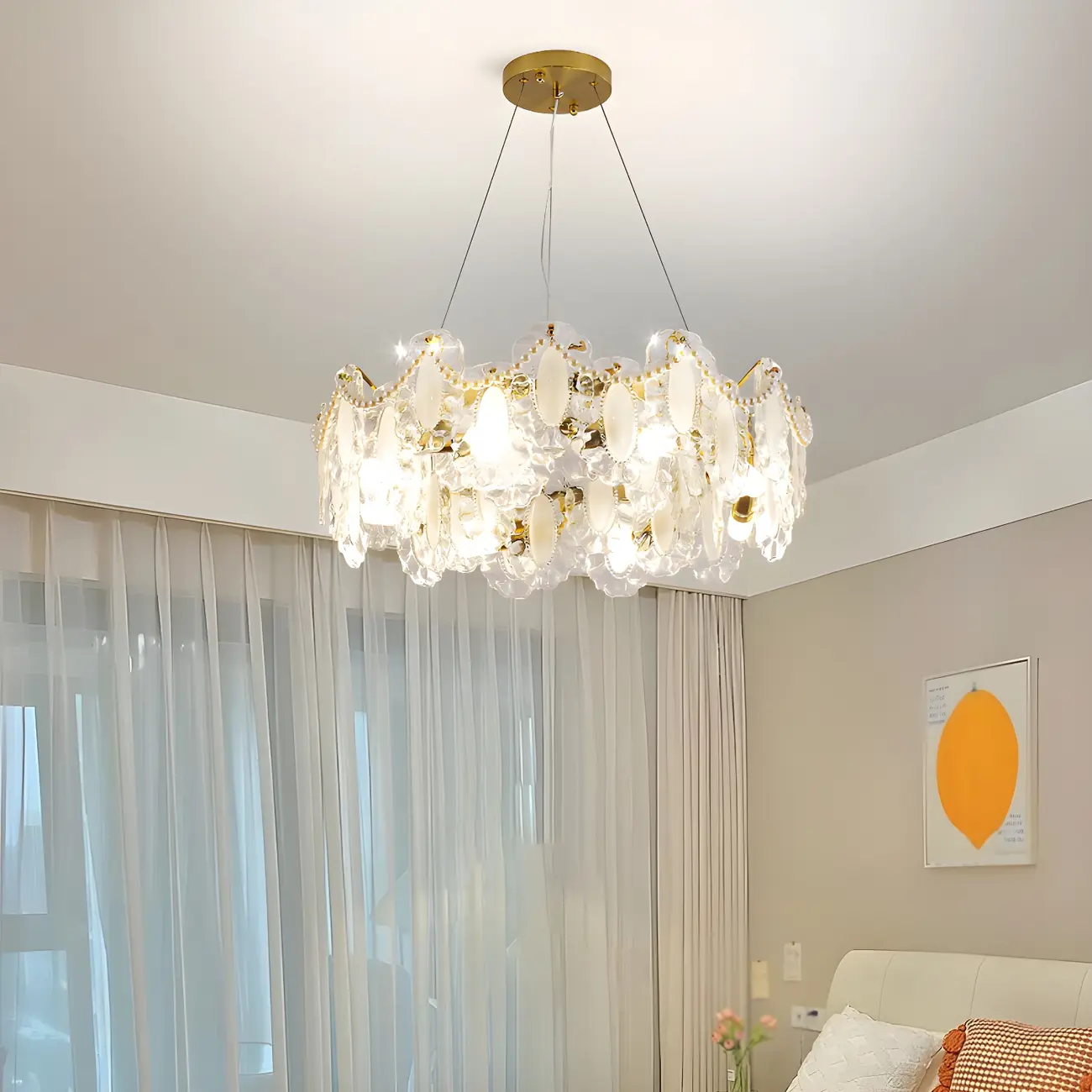 Geometric Clear Crystal Island Pendant Light