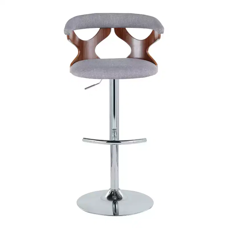LumiSource Set of 2 Gardenia Adjustable Barstools Chrome Fabric