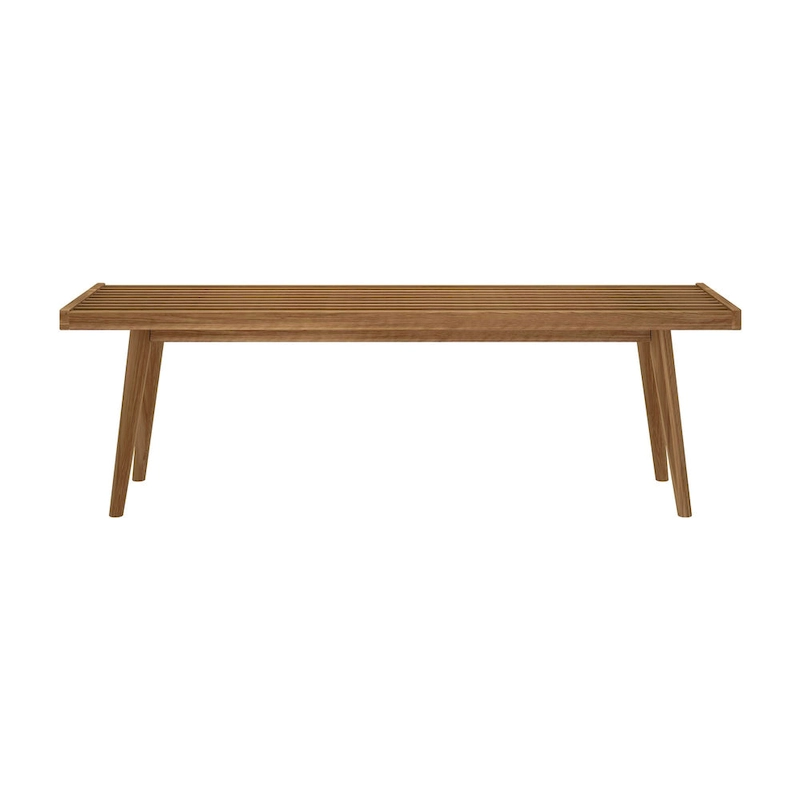 Plank and Beam Mid Century Double Wood Entryway Bench - 56.3 L x 16.5 W x 17.5 H