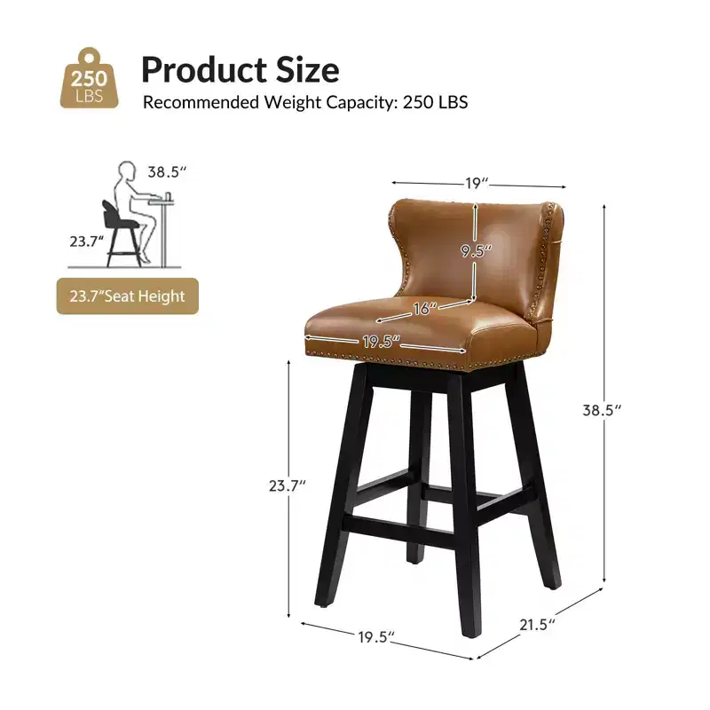 Johannes Swivel Bar & Counter Stool Set of 2|HULALA HOME