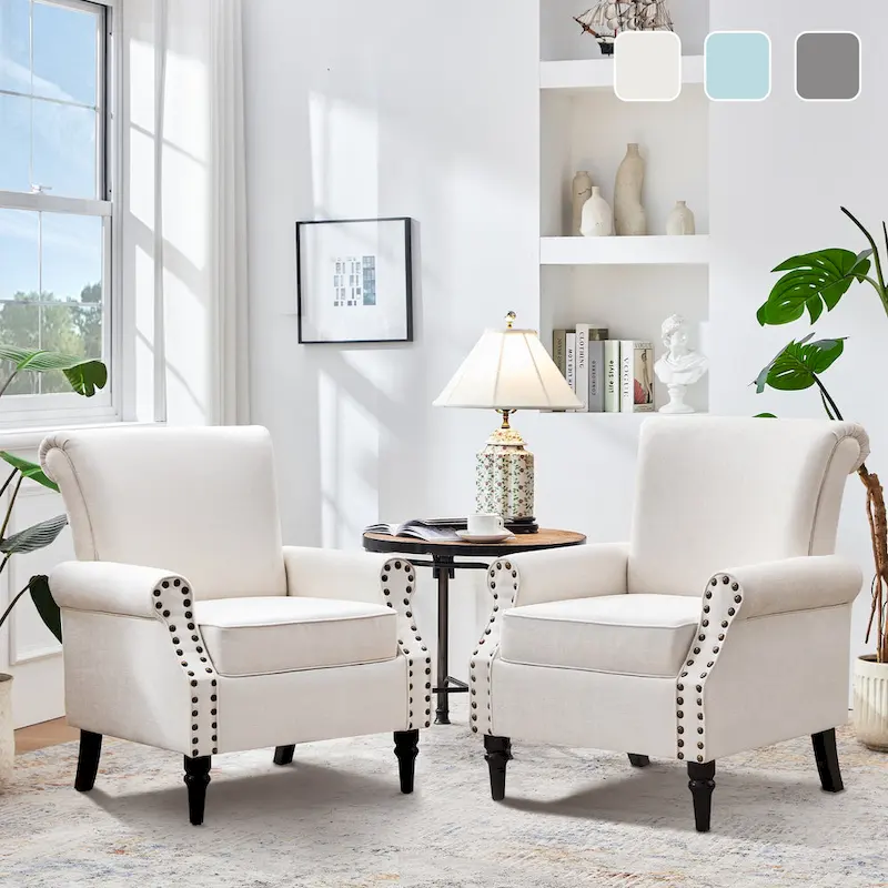 Classic Upholstered Accent Chair Set of 2