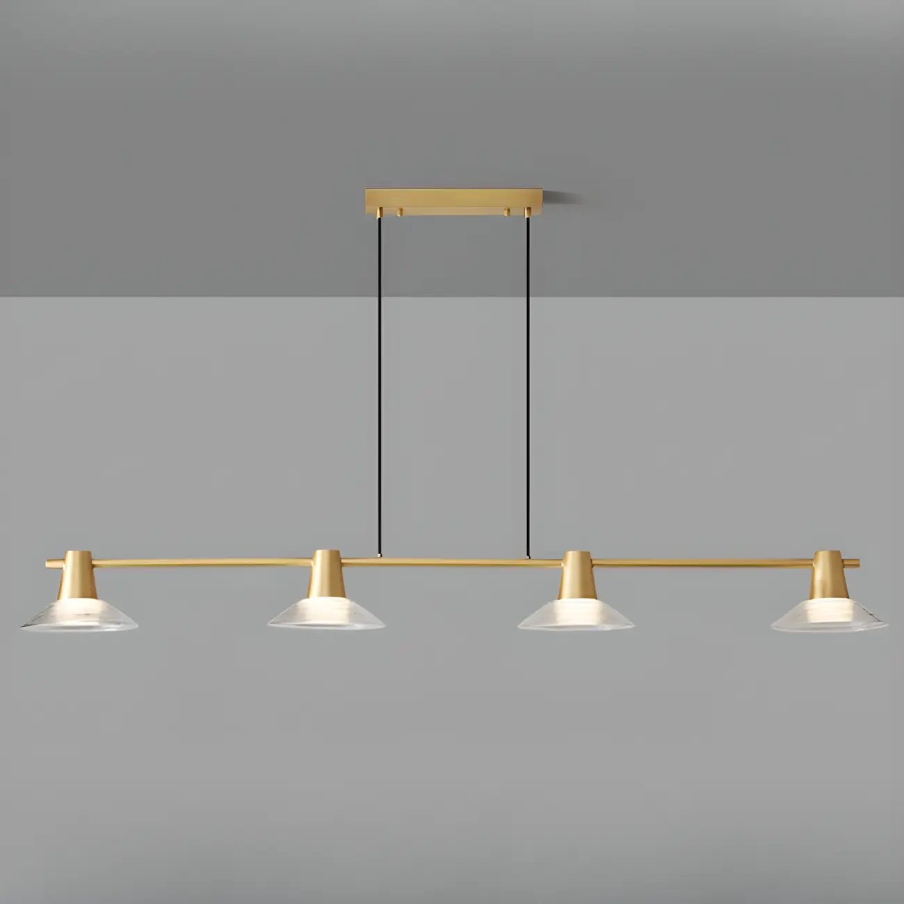 Modern Black Cone Glass 3-Light Island Light