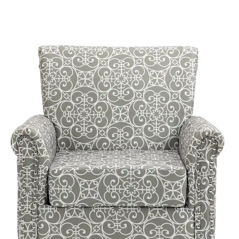 Mid-Century Modern Accent Chair, Linen Armchair w/Tufted Back/Wood Legs